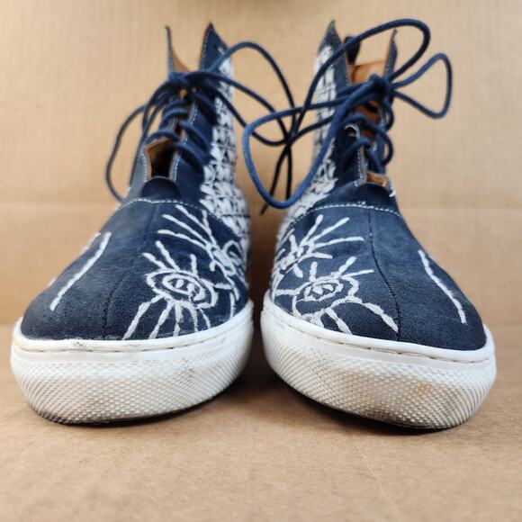 Free People Blue Gansvoort Embroidered Suede Hi Top Moccasin Sneaker Women’s 6 - Picture 7 of 15